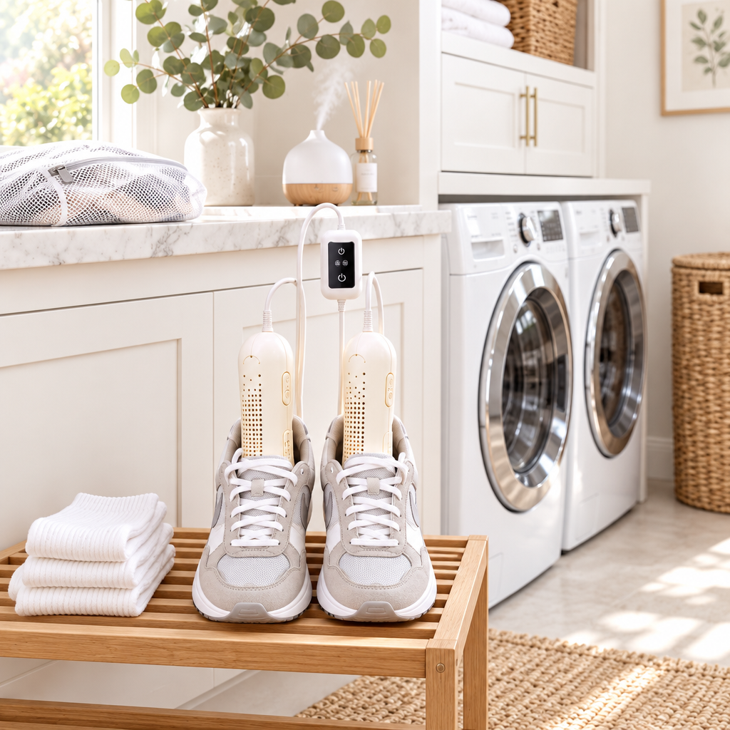 Dryvo Smart Electric Shoe Dryer with Dual Constant-Temperature Heating Pillars, Touch Control Panel & Auto Shut-Off — Fast Drying, Deep Odor Elimination & Gentle Material-Safe Care for Sneakers, Boots, Leather Shoes, Rain Boots & Every Pair You Love