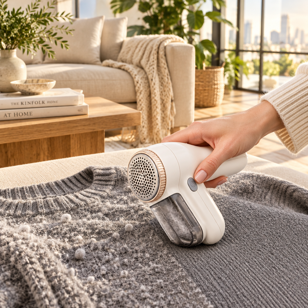 Velara Electric Fabric Shaver & Lint Remover with Wide-Coverage Mesh Head, See-Through Lint Collector & Effortless One-Button Control — Professional-Grade Pilling Removal for Cashmere, Wool, Knitwear, Upholstery, Blankets & All Fabrics You Care About