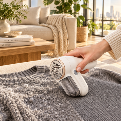 Velara Electric Fabric Shaver & Lint Remover with Wide-Coverage Mesh Head, See-Through Lint Collector & Effortless One-Button Control — Professional-Grade Pilling Removal for Cashmere, Wool, Knitwear, Upholstery, Blankets & All Fabrics You Care About