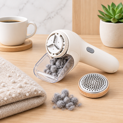 Velara Electric Fabric Shaver & Lint Remover with Wide-Coverage Mesh Head, See-Through Lint Collector & Effortless One-Button Control — Professional-Grade Pilling Removal for Cashmere, Wool, Knitwear, Upholstery, Blankets & All Fabrics You Care About