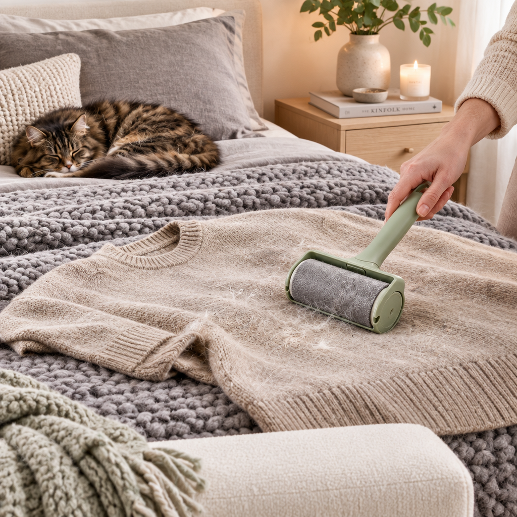 Furless Reusable Pet Hair Roller with Self-Cleaning Dock — Zero Tape, Zero Waste, Infinite Clean for Every Sofa, Sweater & Surface You Share With Your Pet