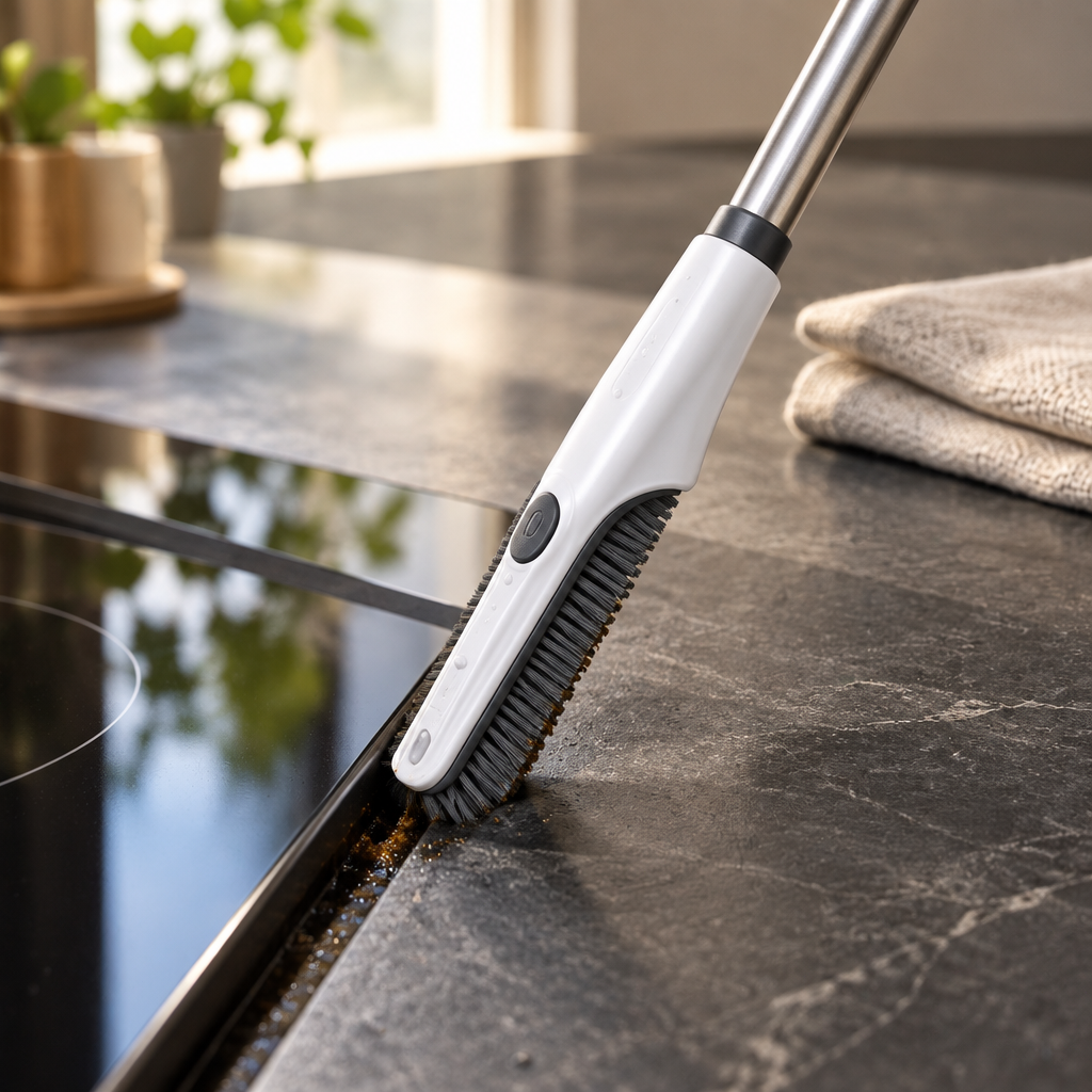 Reachex 2-in-1 Telescopic Gap Cleaning Brush — Professional Stainless Steel Extendable Handle with Detachable Hard Bristle Head for Deep Cleaning Grout, Window Tracks, Kitchen Stove Gaps & Bathroom Dead Corners
