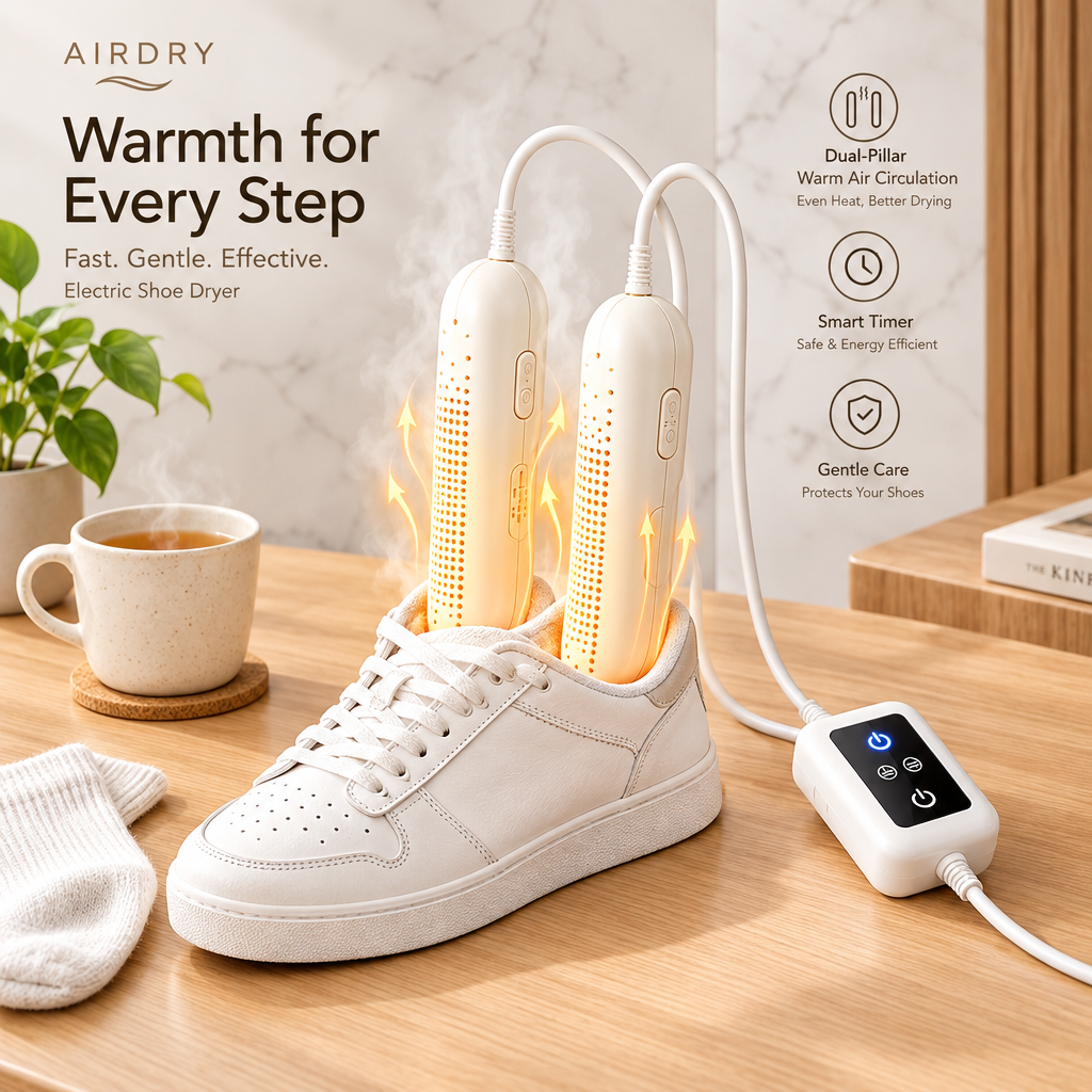 Dryvo Smart Electric Shoe Dryer with Dual Constant-Temperature Heating Pillars, Touch Control Panel & Auto Shut-Off — Fast Drying, Deep Odor Elimination & Gentle Material-Safe Care for Sneakers, Boots, Leather Shoes, Rain Boots & Every Pair You Love