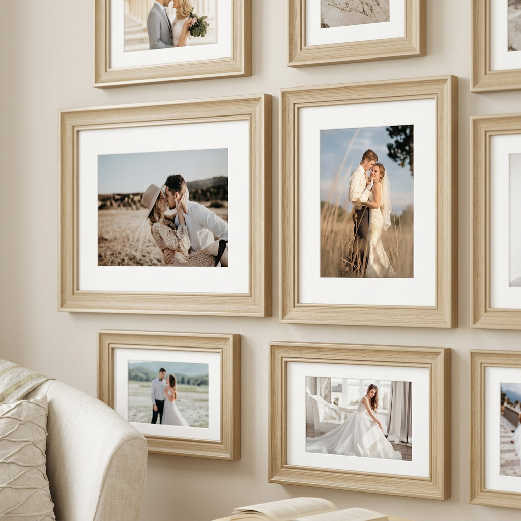 Detail of portrait and landscape frame composition