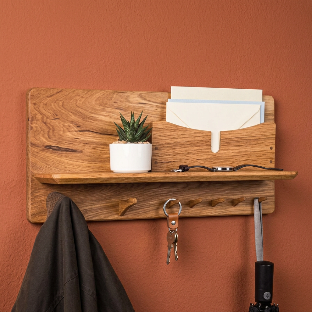 Wall organizer in a warm hallway setting
