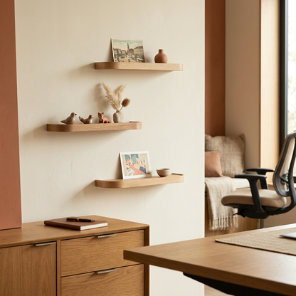 Three wall ledges in a home office
